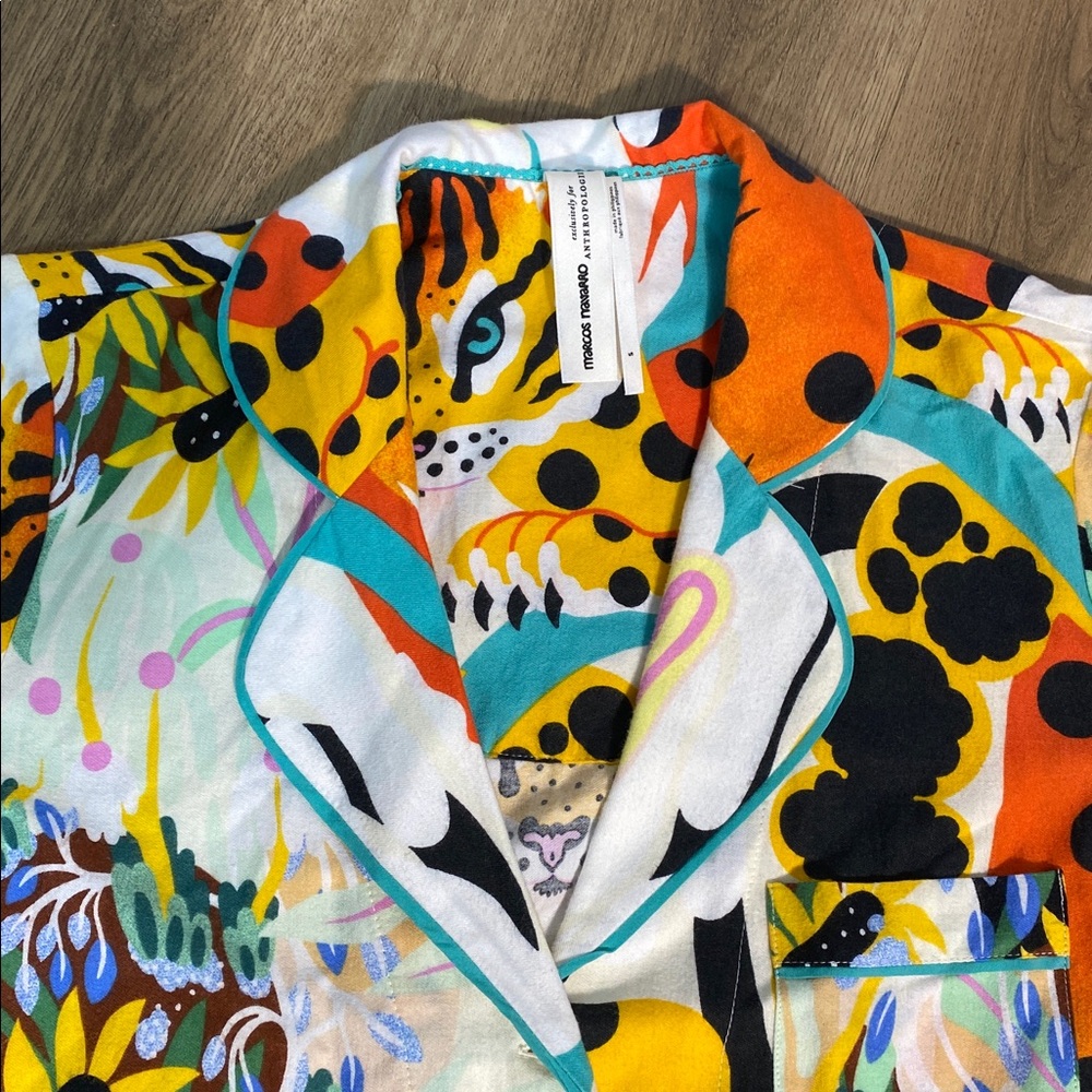 Marcos Navarro for Anthropologie Flannel Sleep Top Colorful Animal Print small - Picture 5 of 11